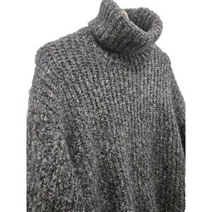 Zara Chunky Knit Sweater Womens Sz Small Gray Oversized Turtleneck Pullover